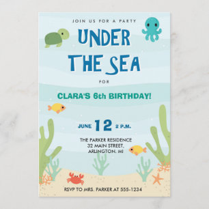 Under The Sea Birthday Party Invitation