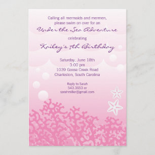 Under the Sea Birthday Party Invitation (Pink)