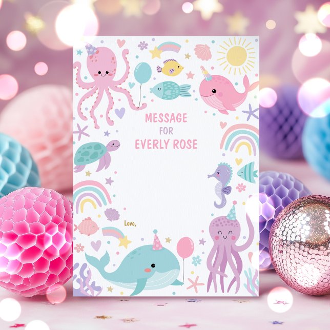 Under The Sea Birthday Party Note Card (Creator Uploaded)