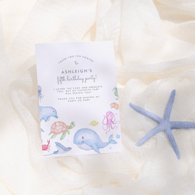 Under The Sea Birthday Party Thank You Card (Creator Uploaded)