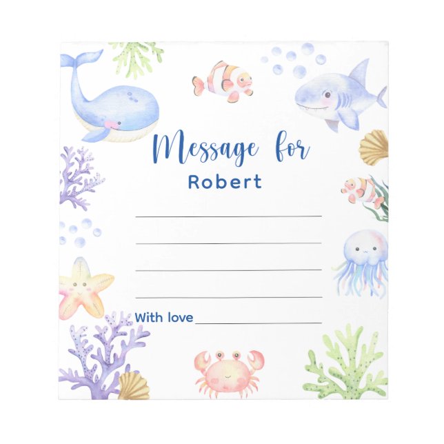Under the sea birthday time capsule message notepad (Front)
