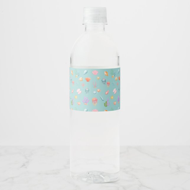 Under The Sea Birthday Water Bottle Label (Front)