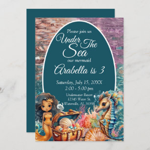 Under The Sea Black Mermaid Birthday Invitation