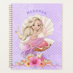 Under the Sea Blonde Mermaid and Sea Shell Planner