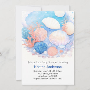 Under the Sea Blue Adventure Boy Baby Shower Invitation