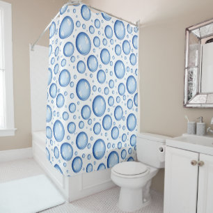 Under the Sea   Blue Air and Water Bubbles Shower Curtain