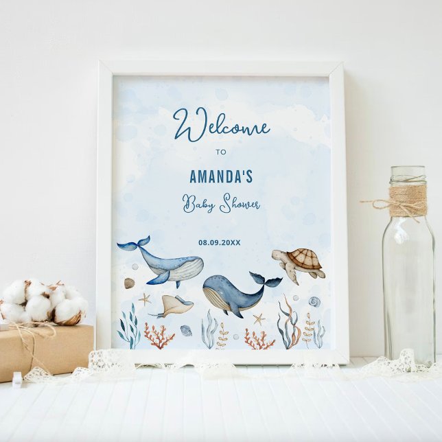 Under The Sea Blue Baby Shower Welcome  Poster (Creator Uploaded)