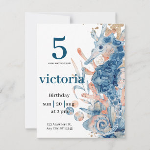 Under the sea Blue Beach Whale babyShower Invitation