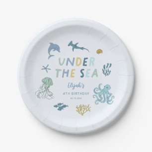 Under The Sea Blue Birthday Party Paper Plate