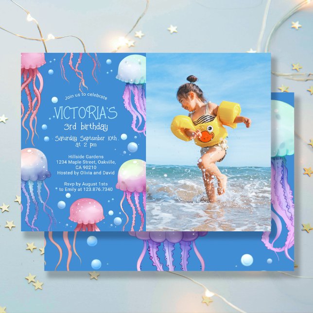 Under The Sea Blue Birthday Party Photo Invitation (Creator Uploaded)