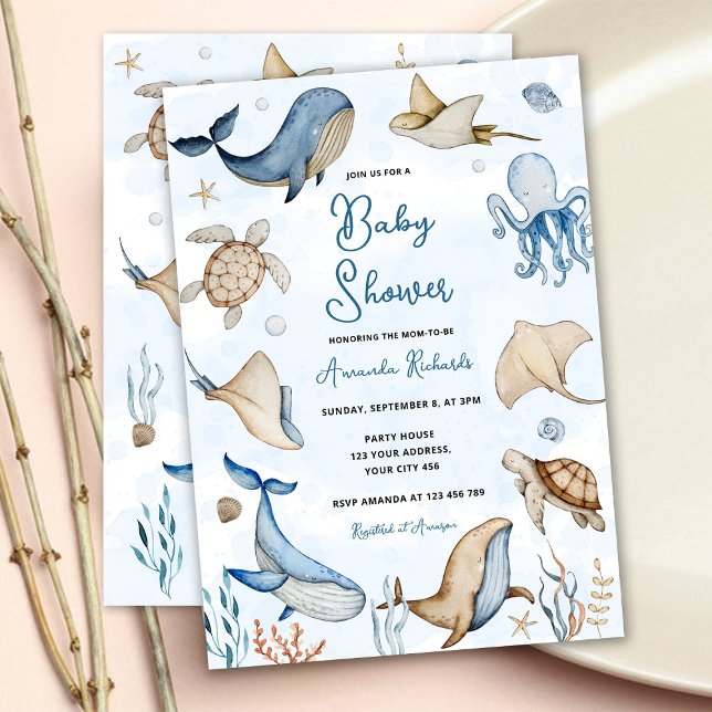 Under the Sea Blue Boy Baby Shower Invitation (Creator Uploaded)