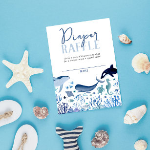 Under the Sea Blue Boy Diaper Raffle Enclosure Card