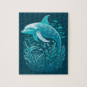 Under The Sea Blue Dolphin Jigsaw Puzzle