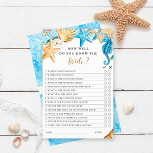 Under the Sea Blue & Gold Bridal Shower Game 