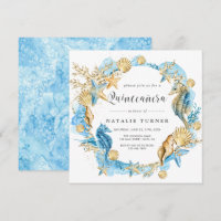 Under the Sea Blue & Gold Quinceañera Square