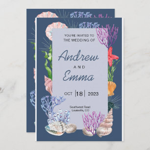Under the Sea Blue Ocean Modern Wedding Invitation