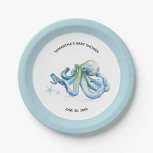 Under The Sea Blue Octopus Paper Plate