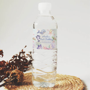 Under the Sea Blue Sea Life Birthday Party Water Bottle Label