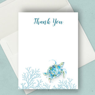 Under the Sea Blue Watercolor Sea Turtle Thank You
