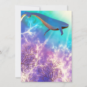 Under The Sea Blue Whale Ocean Watercolor Holiday Card