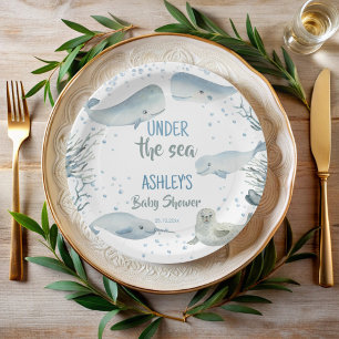 Under the sea boy baby shower printed paper plate