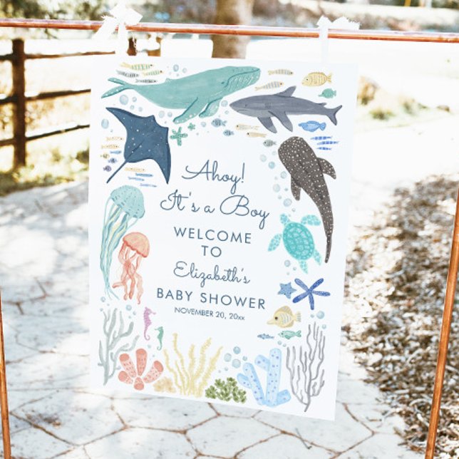 Under The Sea Boy Baby Shower Welcome Sign (Creator Uploaded)