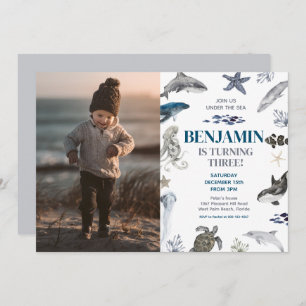 Under The Sea Boy Photo Birthday Party Invitation