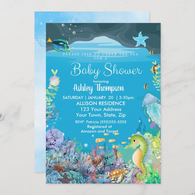 Under the Sea Boys Baby Shower Invitation (Front/Back)