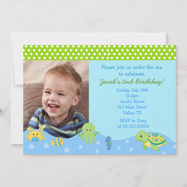 Under the Sea Boys Custom Birthday Invitations (Front)