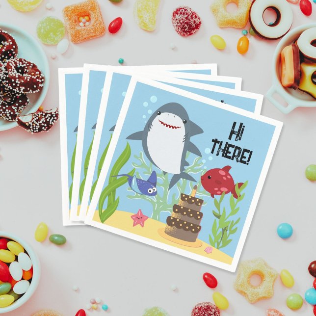 Under the sea boys shark birthday party invitation napkin (Creator Uploaded)