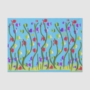 under the sea cartoon-style fun fish swimming  tissue paper