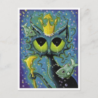 Under the Sea Cat fish fantasy postcard