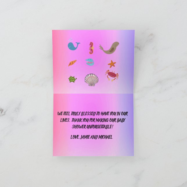 Under the Sea Celebration: Welcoming a Baby Girl Thank You Card (Inside)