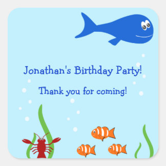 Under The Sea Children's Birthday Favour Square Sticker
