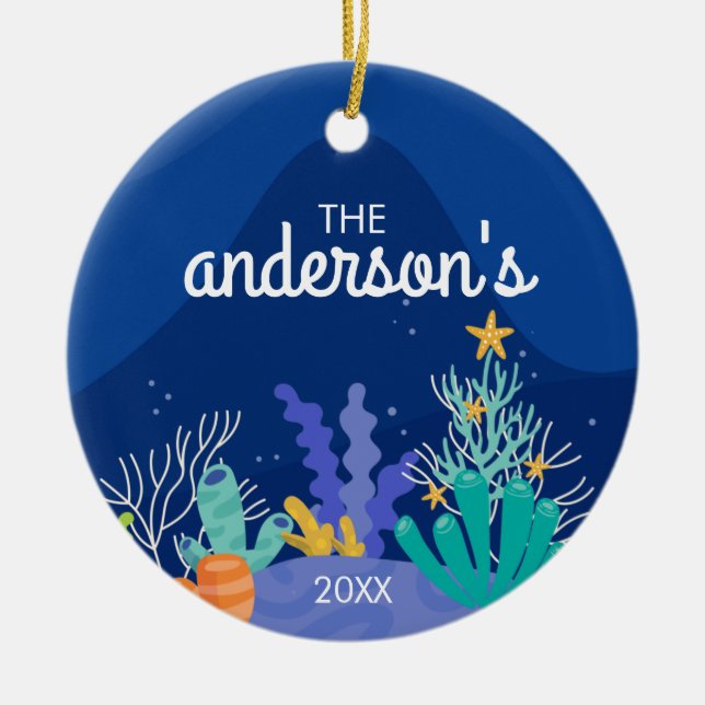 Under The Sea Christmas Ceramic Ornament (Front)