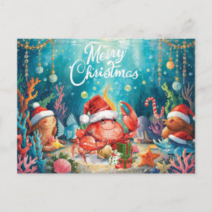 Under the Sea Christmas Party Collection Holiday Postcard