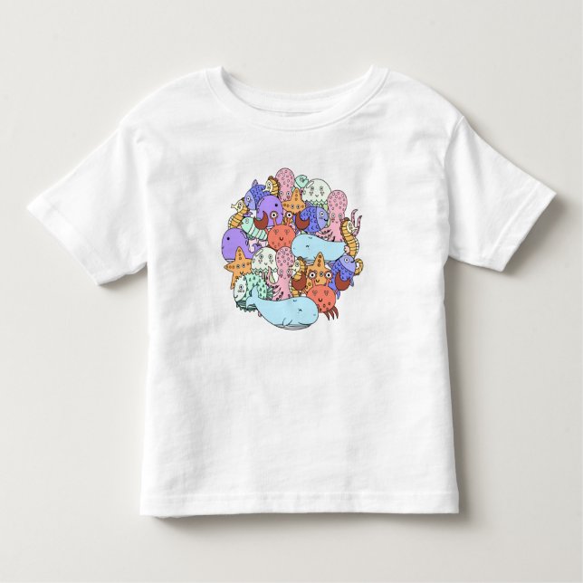 Under the Sea, Circle of Sea Life! Cute Toddler T-Shirt (Front)