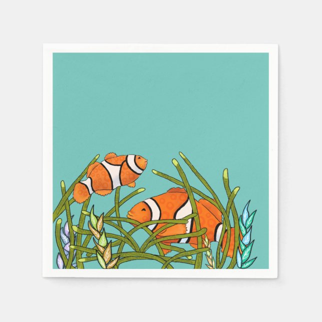 Under The Sea Clown Fish Birthday Napkin (Front)