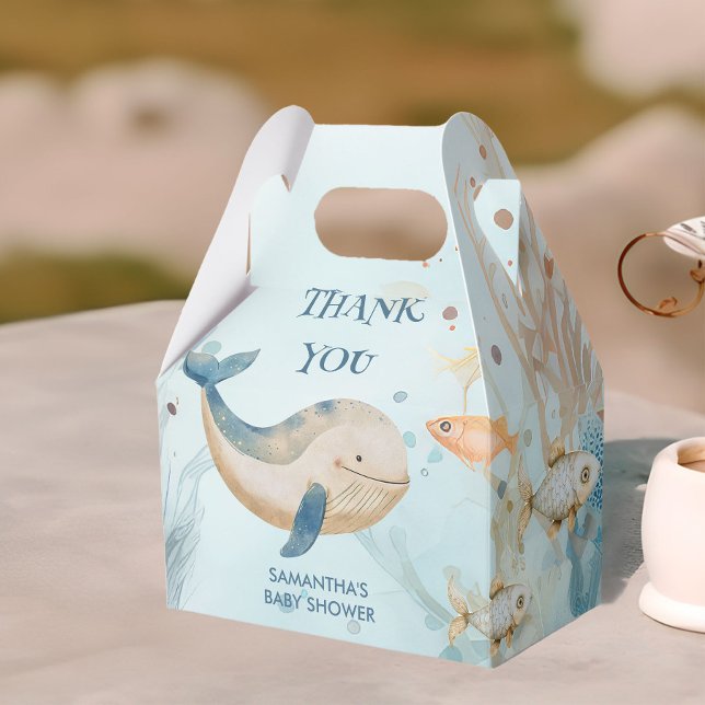 Under the Sea Coral and Whale Baby Shower Favour Box (Favor boxes from the Whale Baby Shower Collection by Darling & May)