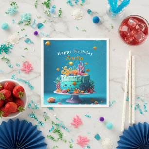 Under the Sea Coral Reef Cake - Birthday  Napkin