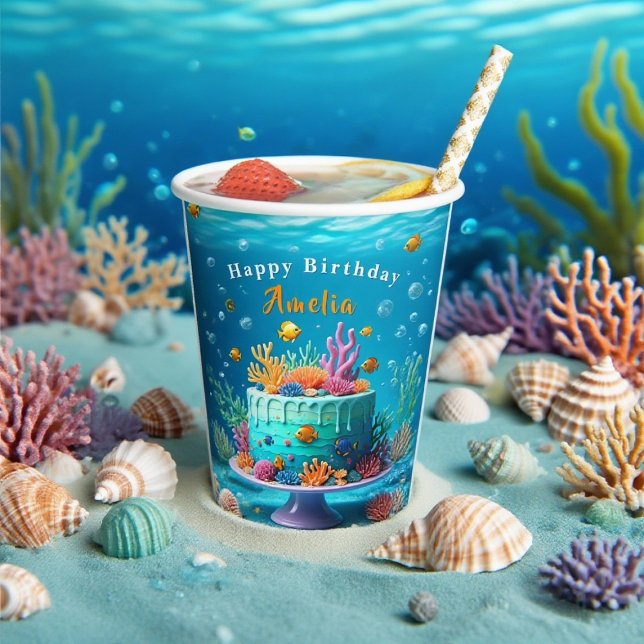Under the Sea Coral Reef Cake - Birthday  Paper Cups (Creator Uploaded)