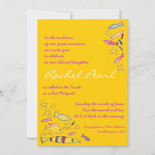 Under the Sea creatures Bat Bar Mitzvah Invitation (Front)