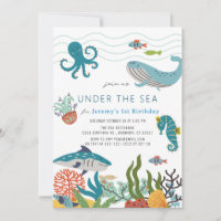Under the Sea Creatures Marine Life 1st Birthday