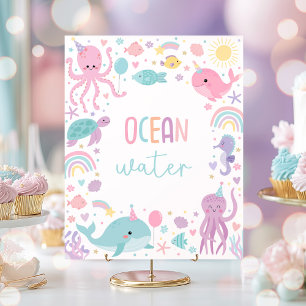Under The Sea Creatures Ocean Water Birthday Party Poster