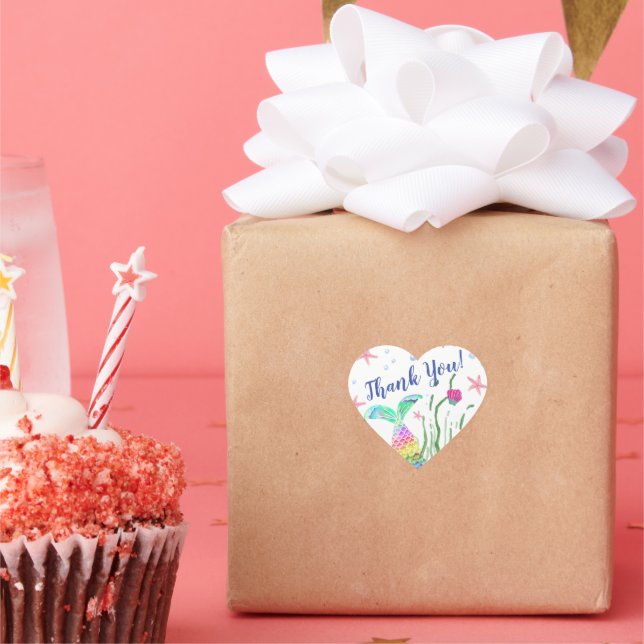 Under The Sea Custom Name Heart Sticker (Party)