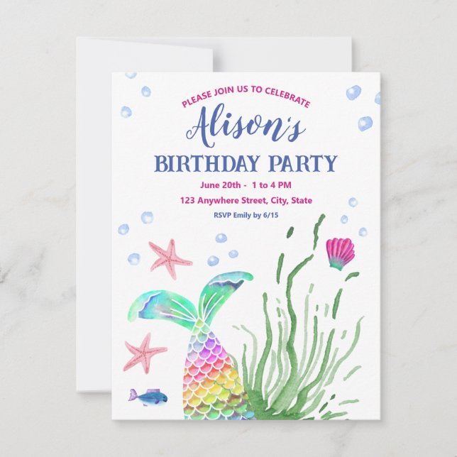 Under The Sea Custom Name Party Invitation (Front)