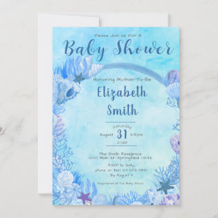 Under the Sea Cute Blue Boy's Baby Shower Invitation