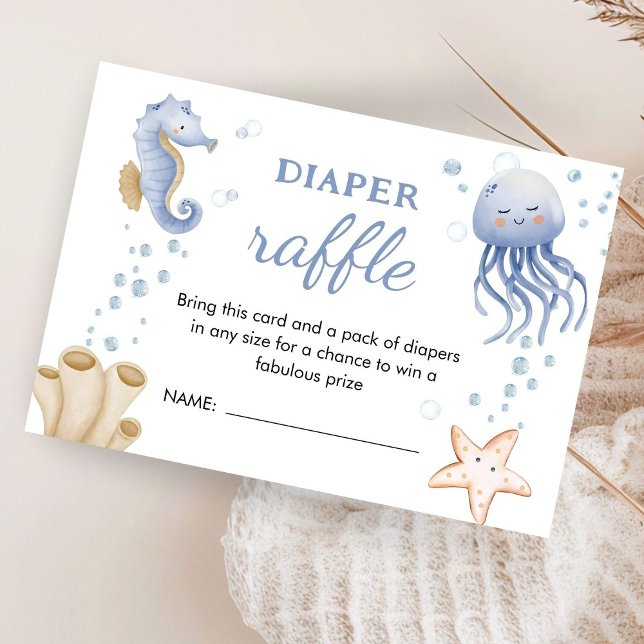 Under The Sea! Cute Boy Baby Shower Diaper Raffle Enclosure Card (Creator Uploaded)