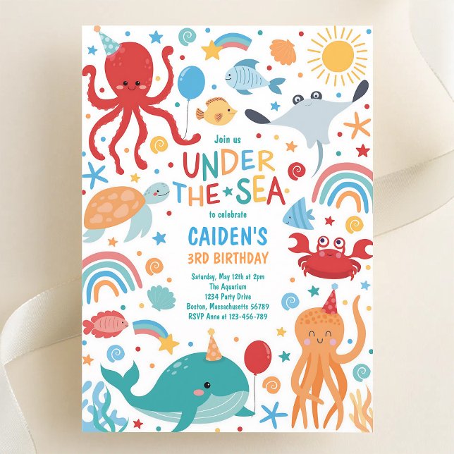 Under the Sea Cute Creatures Birthday Invitation (Creator Uploaded)