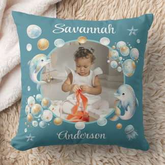Under the Sea Cute Dolphin Photo Girly  Cushion